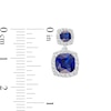 Thumbnail Image 3 of Cushion-Cut Blue and White Lab-Created Sapphire Frame Double Drop Earrings in Sterling Silver