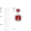 Cushion-Cut Garnet and White Lab-Created Sapphire Frame Double Drop Earrings in Sterling Silver