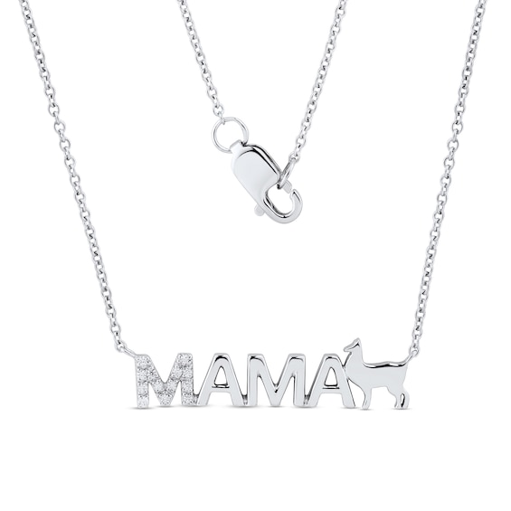Diamond Accent "MAMA" Llama Necklace in 10K Gold – 17