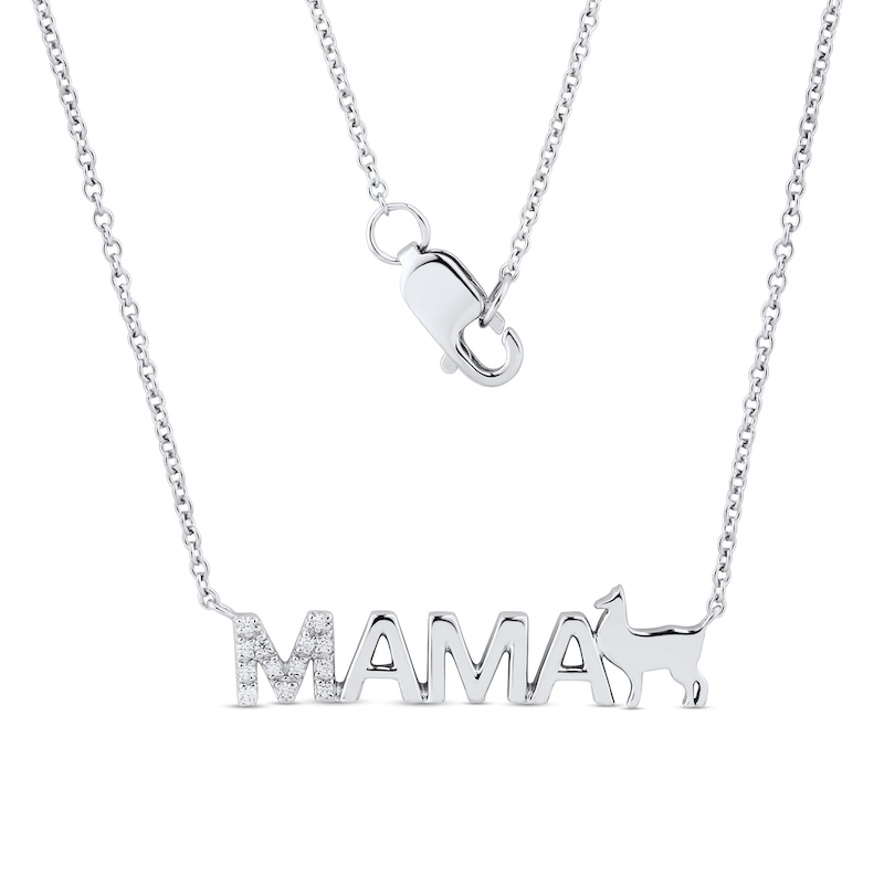 Diamond Accent "MAMA" Llama Necklace in 10K Gold – 17