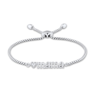 Diamond Accent Heart Trio "mama" Bolo Bracelet in 10K Gold – 8.0