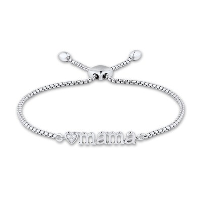 Diamond Accent Heart Trio "mama" Bolo Bracelet in 10K Gold – 8.0