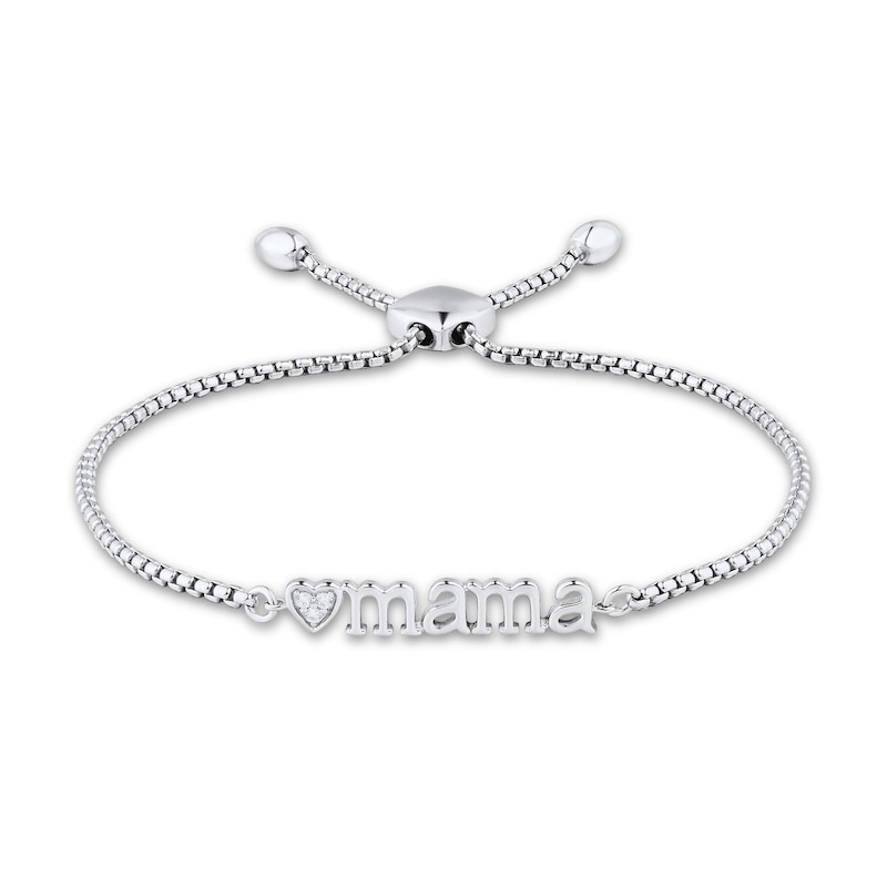 Diamond Accent Heart Trio "mama" Bolo Bracelet in 10K Gold – 8.0