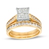 1.25 CT. T.W. Quad Princess-Cut Diamond Channel Bridal Set in 14K Gold