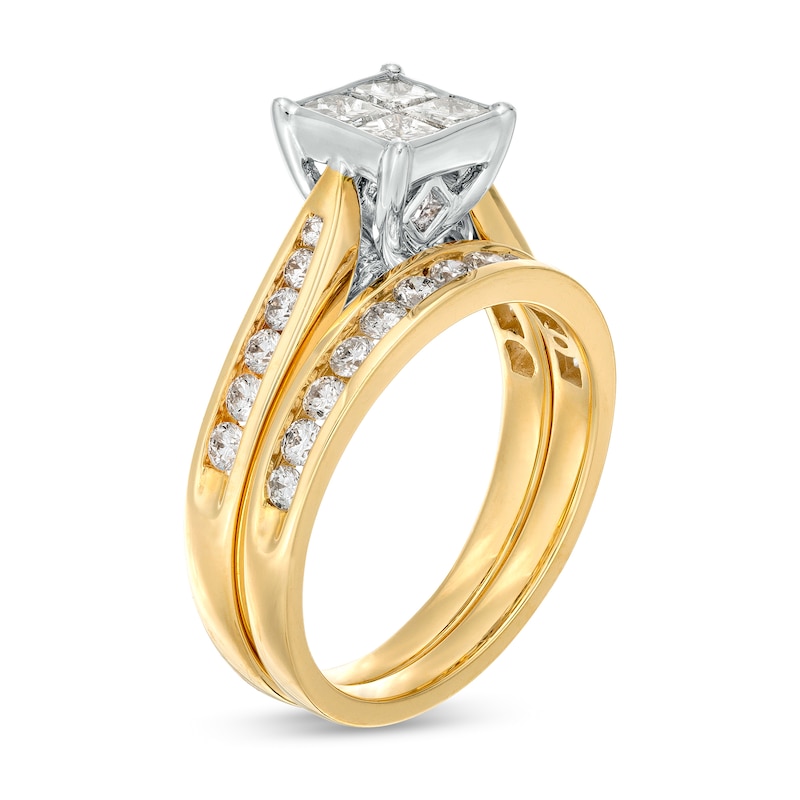 1.25 CT. T.W. Quad Princess-Cut Diamond Channel Bridal Set in 14K Gold