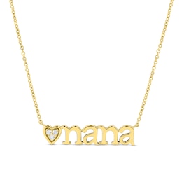 Diamond Accent Heart Trio "nana" Necklace in 10K Gold – 17"