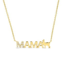 Diamond Accent "MAMA" Llama Necklace in 10K Gold – 17"