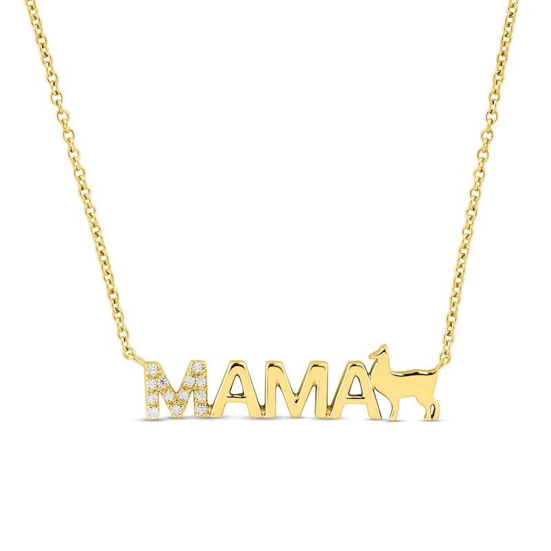 Main Image 1 of Diamond Accent "MAMA" Llama Necklace in 10K Gold – 17"