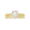 0.40 CT. T.W. Princess-Cut Diamond Cushion Frame Art Deco Bridal Set in 10K Gold