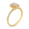 Thumbnail Image 3 of 0.45 CT. T.W. Oval Diamond Double Frame Vintage-Style Scallop Shank Engagement Ring in 14K Gold (I/SI2)
