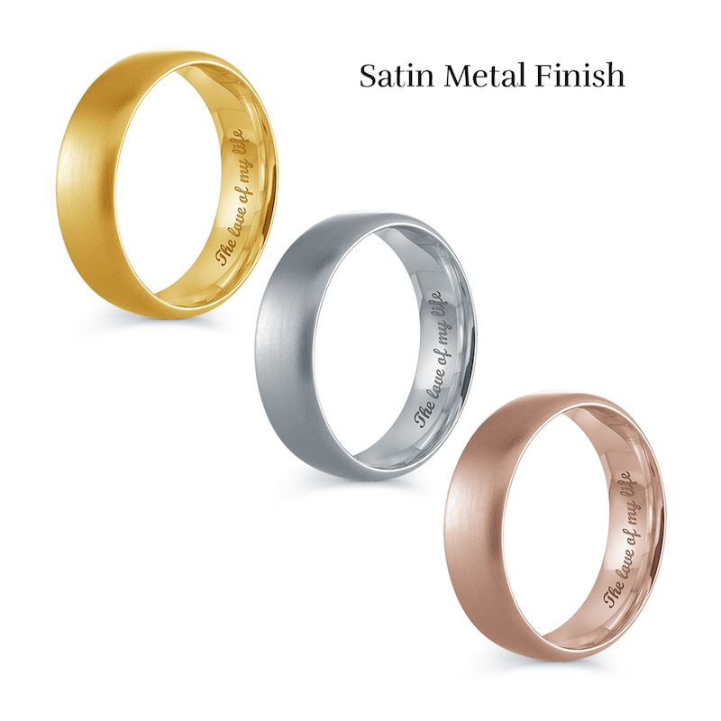 Men's Engravable 6.5mm Euro Wedding Band in 14K White, Yellow or Rose Gold (1 Line)|Peoples Jewellers