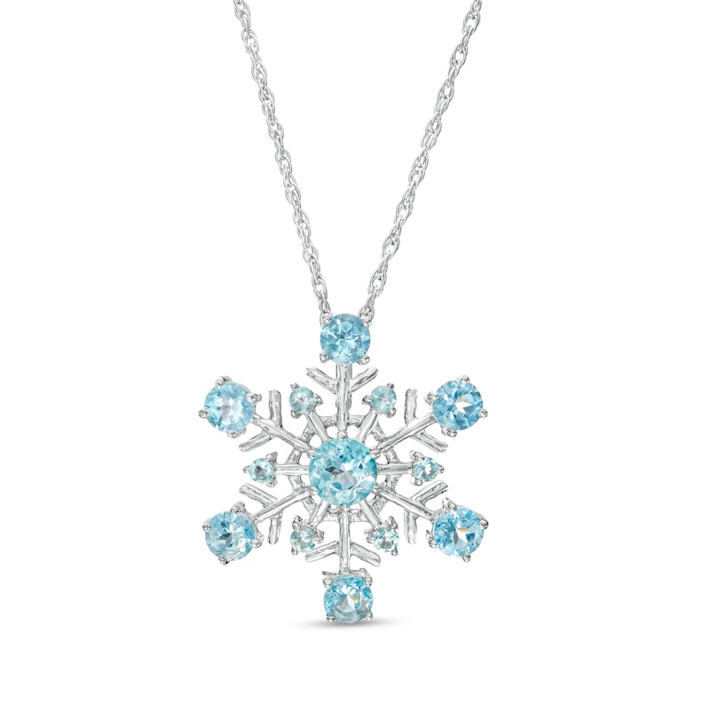 4.0mm Swiss Blue Topaz Snowflake Pendant in Sterling Silver