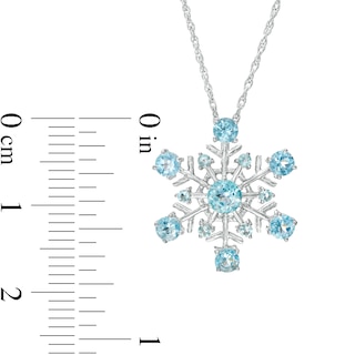 4.0mm Swiss Blue Topaz Snowflake Pendant in Sterling Silver
