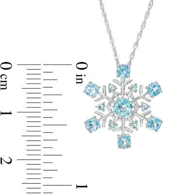 4.0mm Swiss Blue Topaz Snowflake Pendant in Sterling Silver