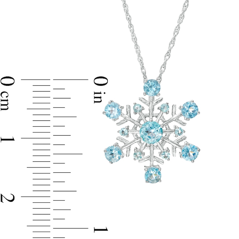 4.0mm Swiss Blue Topaz Snowflake Pendant in Sterling Silver