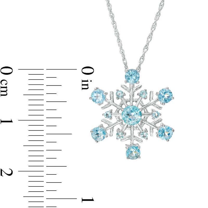 Main Image 3 of 4.0mm Swiss Blue Topaz Snowflake Pendant in Sterling Silver