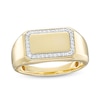 Thumbnail Image 1 of Men's 0.115 CT. T.W. Diamond Octagonal Frame Rectangle-Tope Signet Ring in 10K Gold