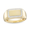 Thumbnail Image 0 of Men's 0.115 CT. T.W. Diamond Octagonal Frame Rectangle-Tope Signet Ring in 10K Gold