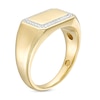 Thumbnail Image 3 of Men's 0.115 CT. T.W. Diamond Octagonal Frame Rectangle-Tope Signet Ring in 10K Gold