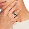 Thumbnail Image 2 of Men's 8.0mm Emerald-Cut Lab-Created Emerald and White Lab-Created Sapphire Ring in Sterling Silver - Size 10