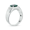 Thumbnail Image 3 of Men's 8.0mm Emerald-Cut Lab-Created Emerald and White Lab-Created Sapphire Ring in Sterling Silver - Size 10