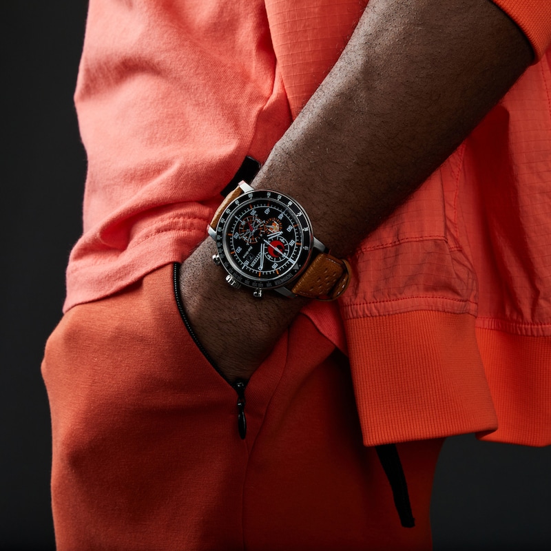 Main Image 2 of Men's Citizen Eco-Drive® Star Wars™ Rebel Pilot Chronograph Leather Strap Watch with Black Dial (Model: CA0761-06W)