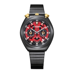 Men's Citizen Eco-Drive® Star Wars™ Tsuno Darth Maul Black IP Chronograph Watch with Red Dial (Model: AN3668-55W)