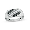 Thumbnail Image 0 of Men's 0.45 CT. T.W. Black and White Diamond Triple Slant Ring in Sterling Silver