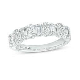 Vera Wang Love Collection 1.45 CT. T.W. Certified Lab-Grown Diamond Alternating Anniversary Band in 14K White Gold (F/VS2)