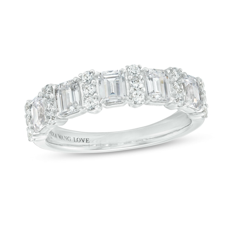 Main Image 1 of Vera Wang Love Collection 1.45 CT. T.W. Certified Lab-Grown Diamond Alternating Anniversary Band in 14K White Gold (F/VS2)