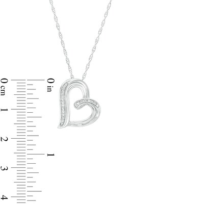 Diamond Accent Loop Tilted Heart Pendant in Sterling Silver