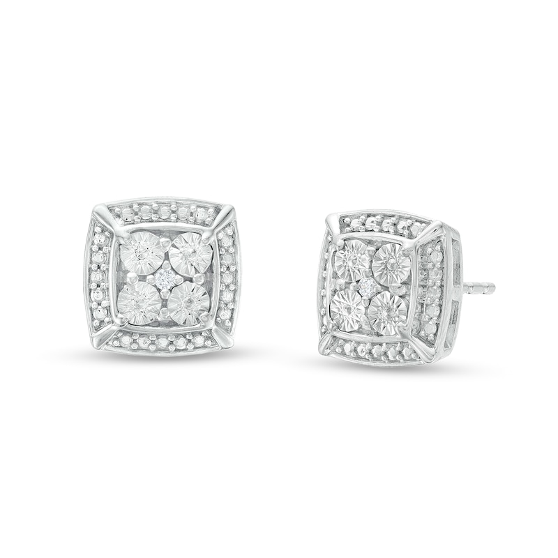 Main Image 1 of Diamond Accent Cushion Stud Earrings in Sterling Silver