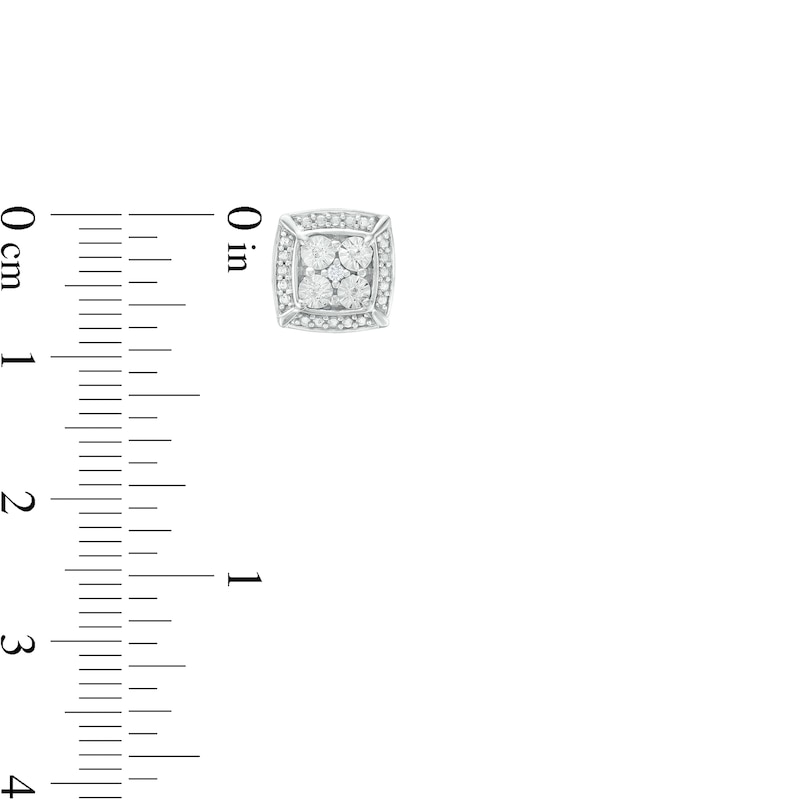 Main Image 3 of Diamond Accent Cushion Stud Earrings in Sterling Silver