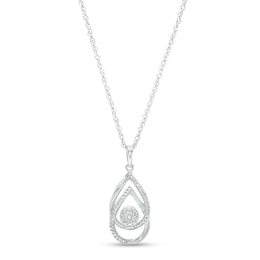 Diamond Accent Interlocking Double Teardrop Pendant in Sterling Silver
