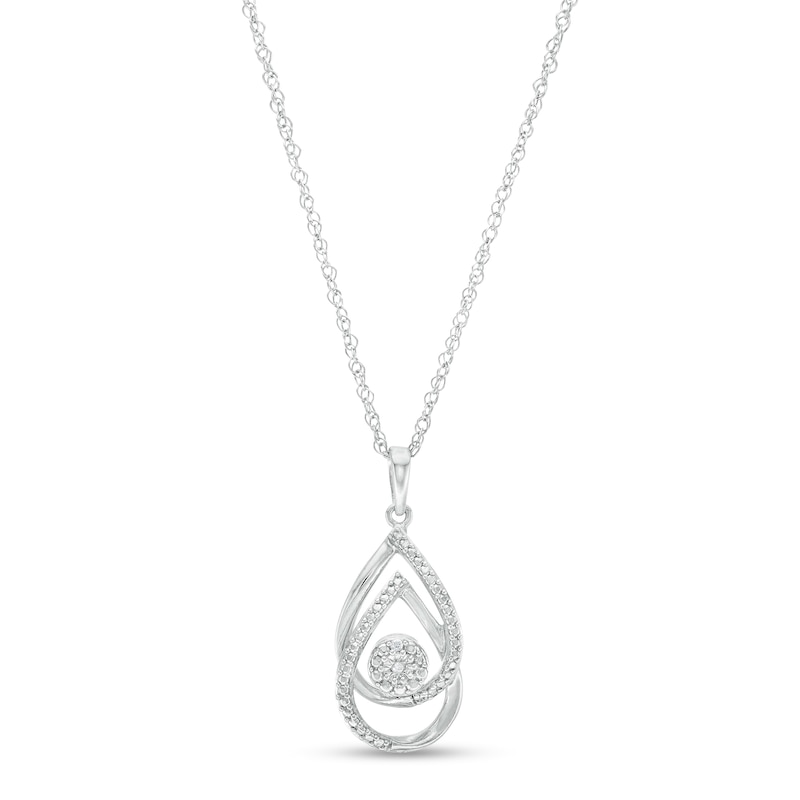 Diamond Accent Interlocking Double Teardrop Pendant in Sterling Silver