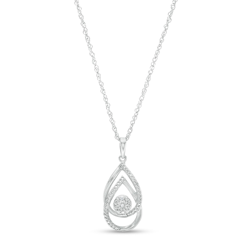 Diamond Accent Interlocking Double Teardrop Pendant in Sterling Silver|Peoples Jewellers