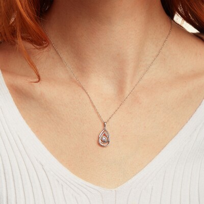 Diamond Accent Interlocking Double Teardrop Pendant in Sterling Silver