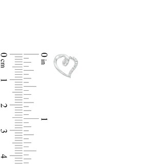 Diamond Accent Loop Tilted Heart Stud Earrings in Sterling Silver