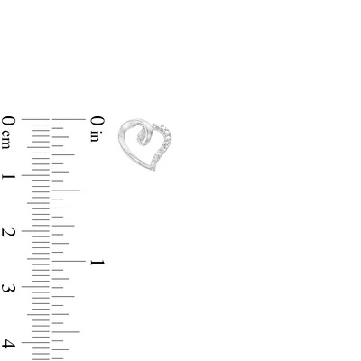 Diamond Accent Loop Tilted Heart Stud Earrings in Sterling Silver