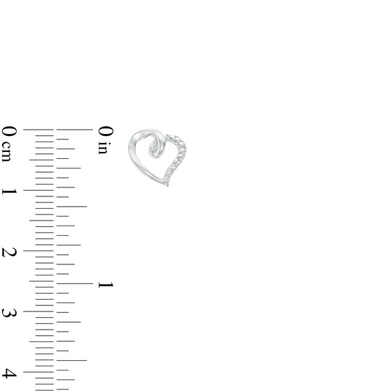 Diamond Accent Loop Tilted Heart Stud Earrings in Sterling Silver