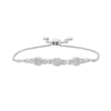 Diamond Accent Beaded Marquise Frame and Infinity Bolo Bracelet in Sterling Silver - 9.5"