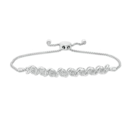 Diamond Accent "S" Link Bolo Bracelet in Sterling Silver - 9.5"