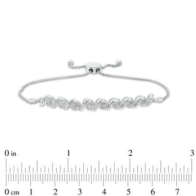 Diamond Accent "S" Link Bolo Bracelet in Sterling Silver - 9.5"