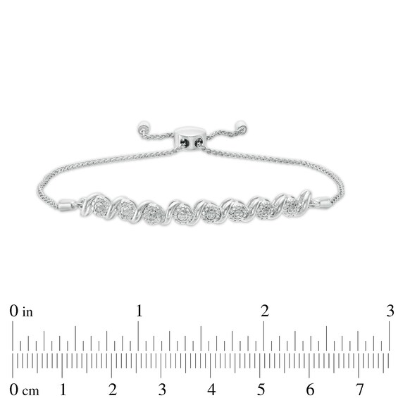 Diamond Accent "S" Link Bolo Bracelet in Sterling Silver - 9.5"