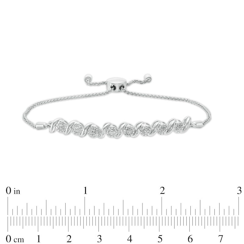 Main Image 2 of Diamond Accent "S" Link Bolo Bracelet in Sterling Silver - 9.5"