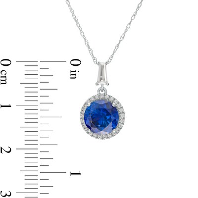 Blue and White Lab-Created Sapphire Frame Pendant and Drop Earrings Set in 10K White Gold