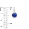 Thumbnail Image 3 of Blue and White Lab-Created Sapphire Frame Pendant and Drop Earrings Set in 10K White Gold