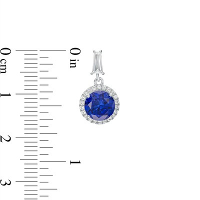 Blue and White Lab-Created Sapphire Frame Pendant and Drop Earrings Set in 10K White Gold