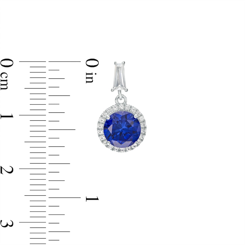 Blue and White Lab-Created Sapphire Frame Pendant and Drop Earrings Set in 10K White Gold