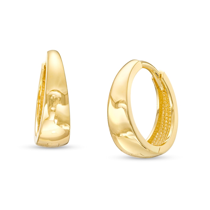 12.8mm Tapered Huggie Hoop Earrings in 10K Gold|Peoples Jewellers